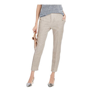 Women's Banana Republic Avery Cropped Linen Blend Pants Size 6 Beige Gray